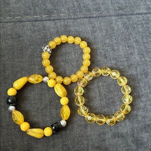 Yellow Beaded Bracelets Set